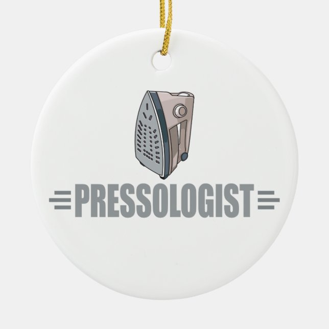 Funny Ironing Ceramic Tree Decoration (Front)