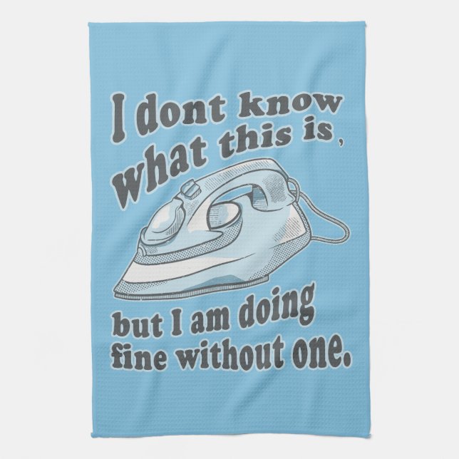 Funny ironing design I hate ironing Tea Towel (Vertical)