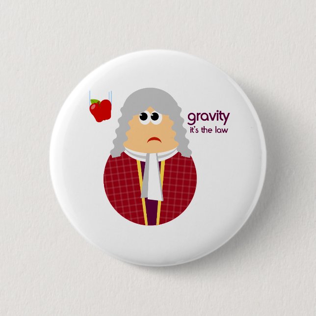 Funny Isaac Newton Button (Front)