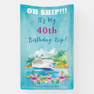 Funny Island Beach 40th Birthday Cruise Ship Door Banner