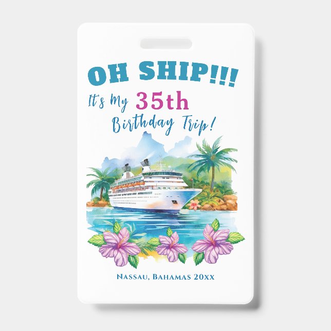 Funny Island Cruise Ship Birthday ID Badge (Front)