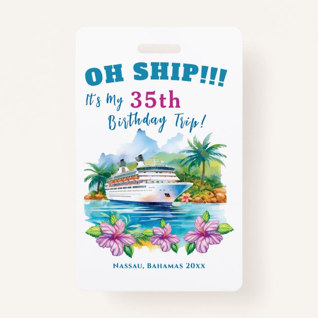Funny Island Cruise Ship Birthday ID Badge (Front)