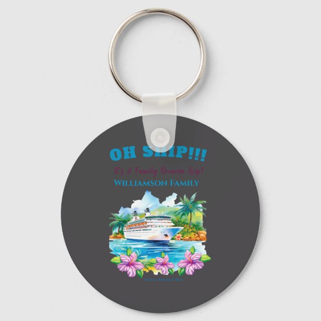 Funny Island Cruise Ship Family Reunion  Key Ring (Front)