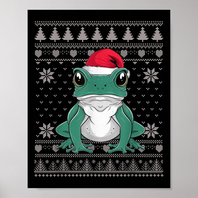 Funny Ison Dart Frog Ugly Christmas Sweater Santa  Poster (Front)