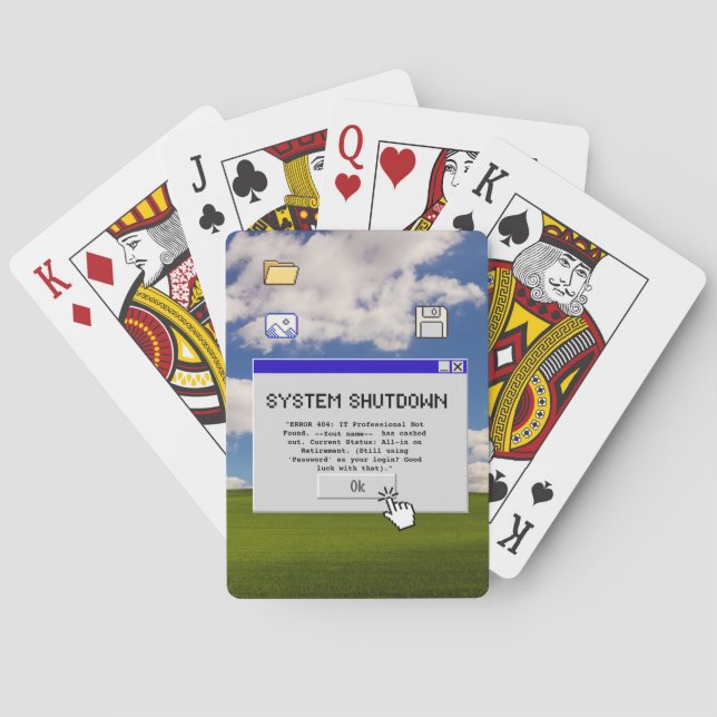 Funny IT Retirement Game Night System Shutdown Playing Cards (Back)