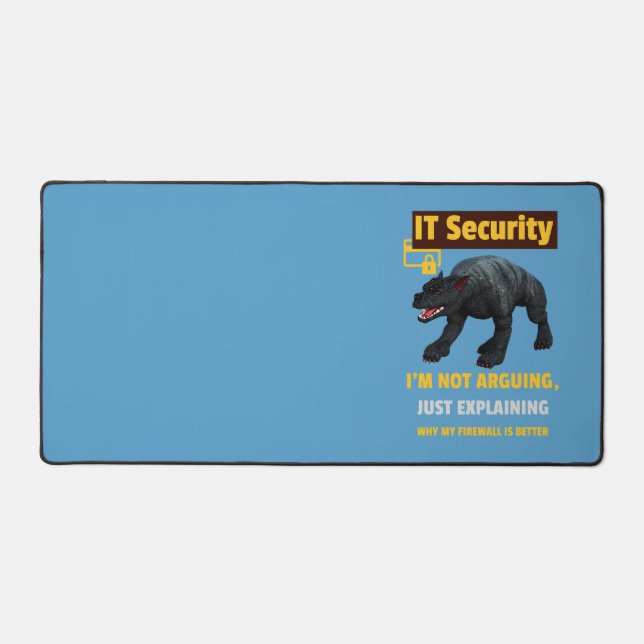 Funny IT Security Explaining Tech Humour Design Desk Mat (Front)