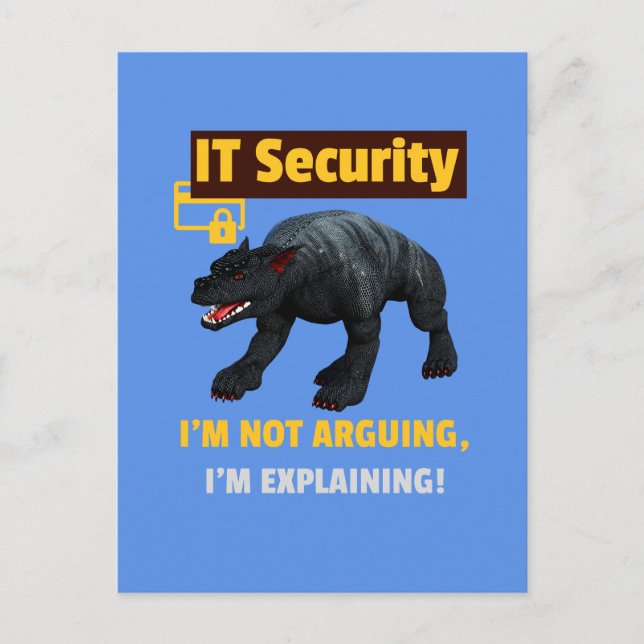 Funny IT Security Explaining Tech Humour Design Holiday Postcard (Front)