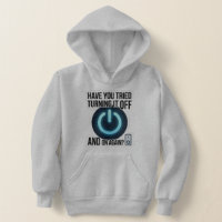 Funny IT Tech Support Turning It Off White Hoodie