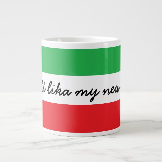 Funny Italian Accent and Flag Large Coffee Mug (Front)