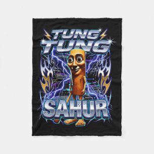 Funny Italian Brainrot Tung Tung Tung Sahur Fleece Blanket