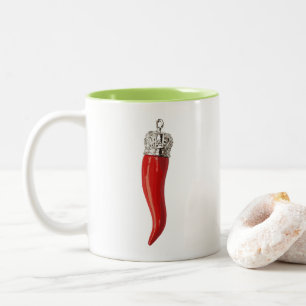Funny Italian Red Horn Personalised Two-Tone Coffee Mug