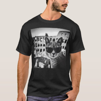 Funny Italy Cat Wearing Sunglasses At The Roman T-Shirt