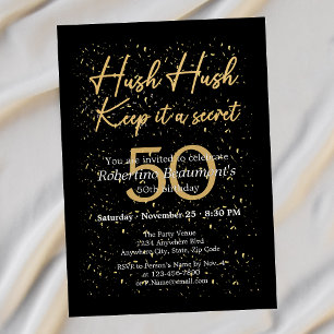 Funny It's A Secret White Black 50th Birthday Invitation