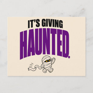 Funny It's Giving Haunted Retro Mummy Halloween Postcard