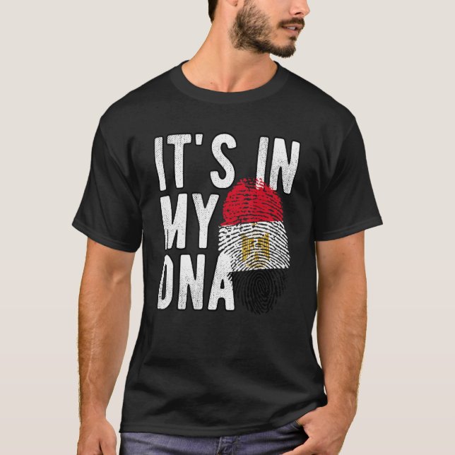 Funny it's in my DNA Egypt flag Fingerprint T-Shirt (Front)
