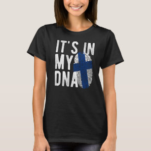 Funny it's in my DNA Finland flag Fingerprint Prem T-Shirt