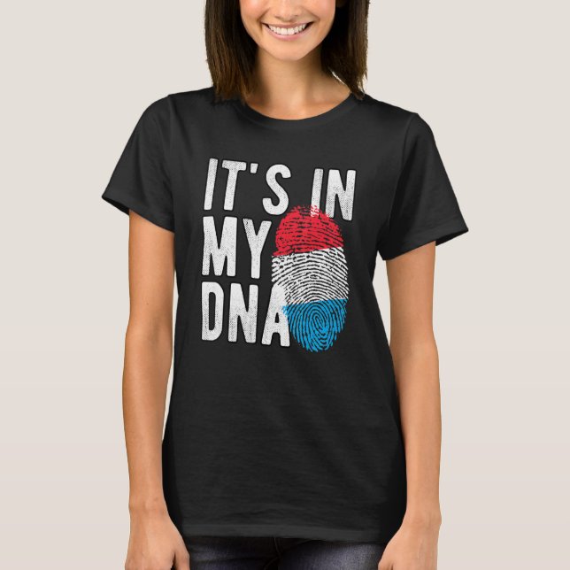 Funny it's in my DNA Luxembourg flag Fingerprint T-Shirt (Front)