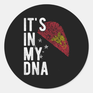 Funny It's In My Dna Papua New Guinea Flag Fingerp Classic Round Sticker