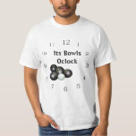 Funny Its Lawn Bowls Oclock, T-Shirt<br><div class="desc">Pictured are four black lawn bowls with a jack and a clock face with words saying its Bowls oclock</div>