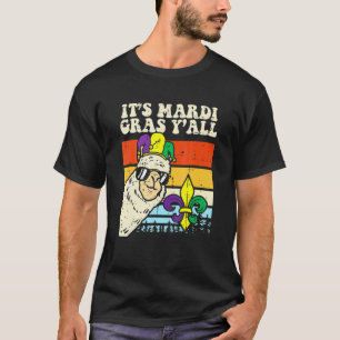 Funny Its Mardi Gras Yall Jester Llama Alpaca Men T-Shirt