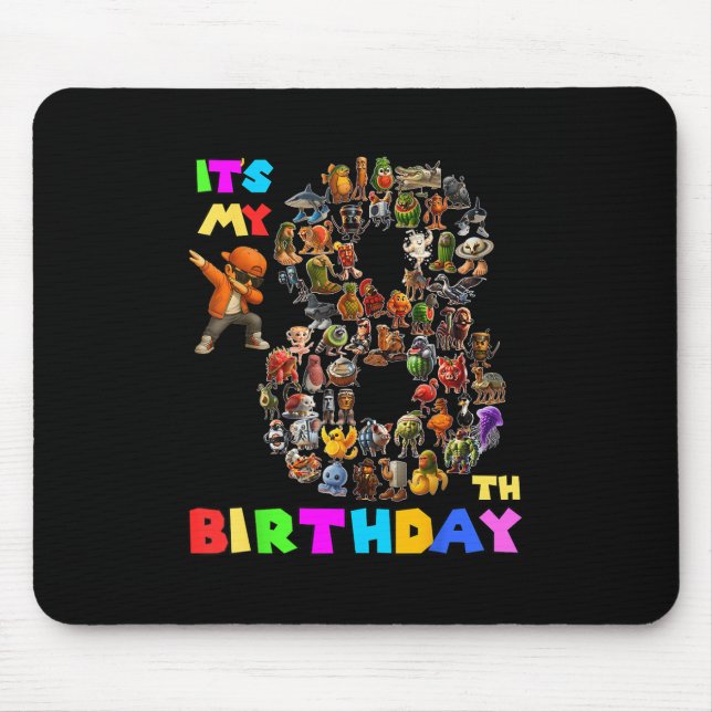 Funny Its My 8th Birthday Italian Brainrot Meme Bo Mouse Pad (Front)