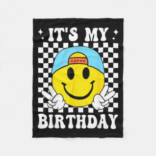 Funny Its My Birthday Happy Face Birthday For Boys Fleece Blanket