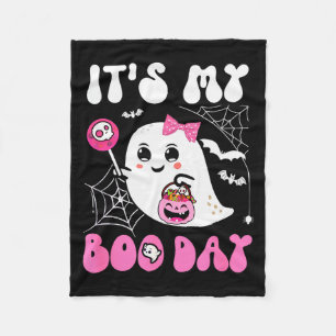 Funny Its My Boo Day Cute Halloween Birthday Ghost Fleece Blanket