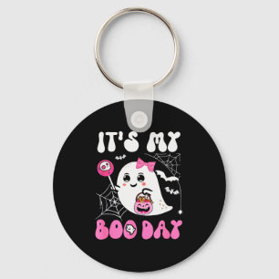 Funny Its My Boo Day Cute Halloween Birthday Ghost Key Ring