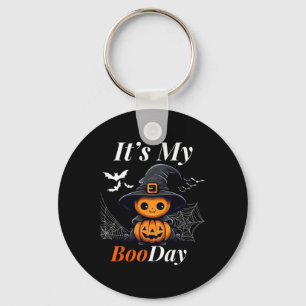 Funny Its My Boo Day Cute Halloween Birthday Ghost Key Ring