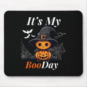 Funny Its My Boo Day Cute Halloween Birthday Ghost Mouse Pad