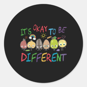 Funny It's Ok To Be Different Apple Teacher Autism Classic Round Sticker