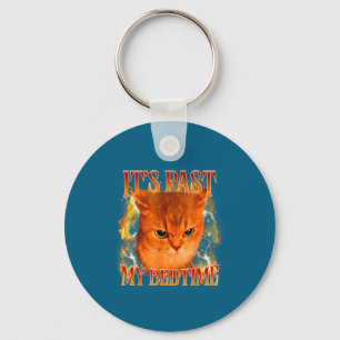 Funny It's Past My Bedtime Cat Meme Animals Humor Key Ring