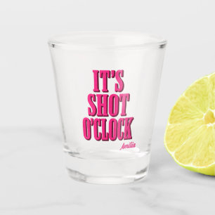 Funny It's shot O'Clock Pink Retro Typography Glass