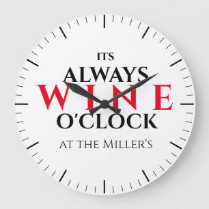 Funny "It's Wine O'Clock" Bar Wall Clock - Modern
