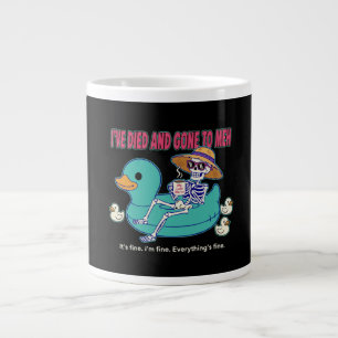 Funny "I've Died and Gone to Meh" Sarcastic Skelet Large Coffee Mug