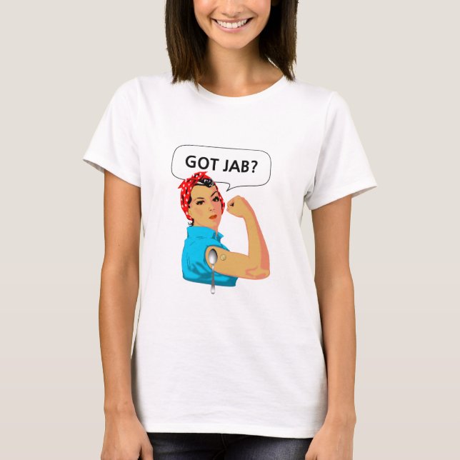 Funny jabbed woman cartoon T-Shirt (Front)