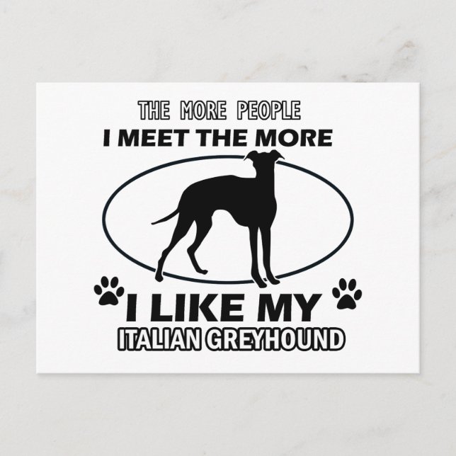 Funny jack italian greyhound designs postcard (Front)