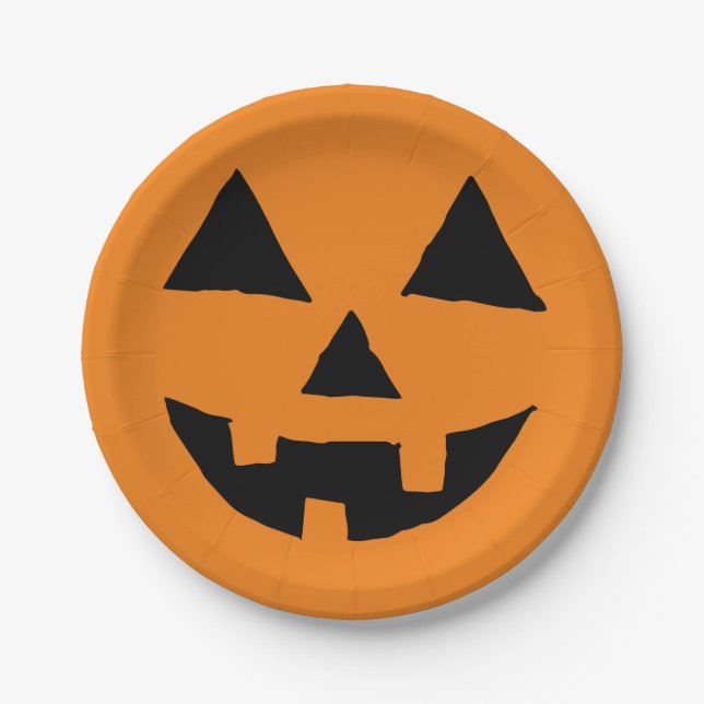  Funny Jack O Lanter Halloween Art Simple Jack O Paper Plate (Front)