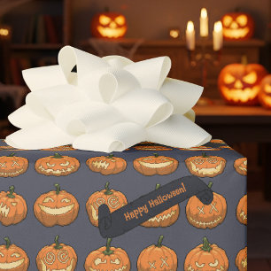 Funny Jack O Lantern Happy Halloween! Pumpkins Wrapping Paper