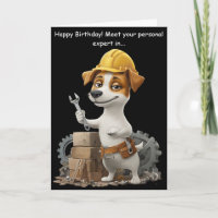 Funny Jack Russell Handyman Dog Birthday Card