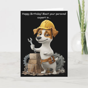 Funny Jack Russell Handyman Dog Birthday Card