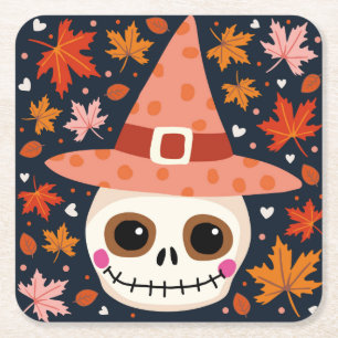 Funny Jack's skull. Square Paper Coaster
