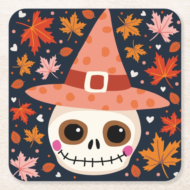 Funny Jack's skull.  Square Paper Coaster (Front)