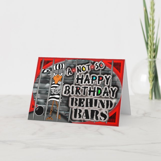 Funny Jail Bird Birthday Card (Front)
