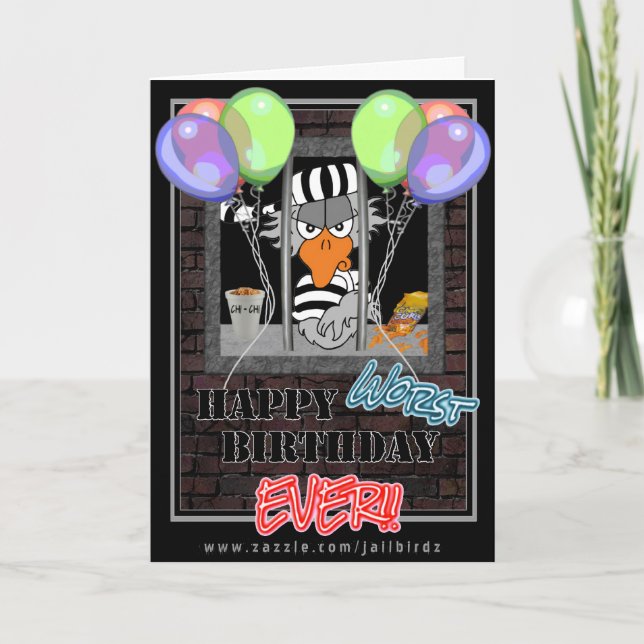 Funny Jailbird Birthday card (Front)