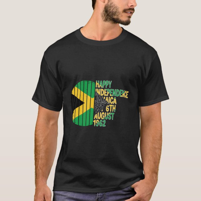 Funny Jamaica Cat Happy Jamaican Independence Sinc T-Shirt (Front)