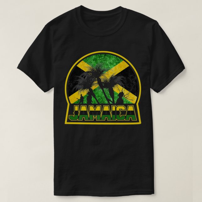 Funny Jamaica Flag Palm Summer Vacation automobile T-Shirt (Design Front)