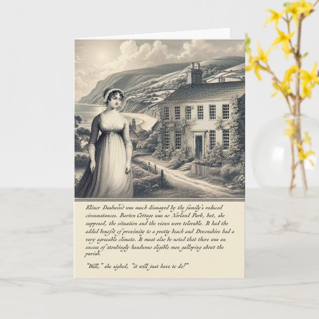 Funny Jane Austen Sense and Sensibility Card (Yellow Flower)