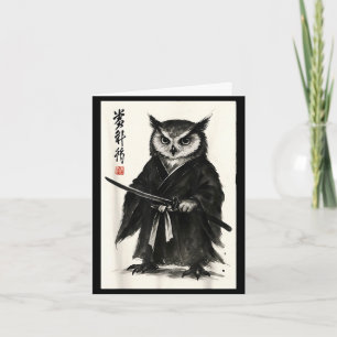 Funny japanese anime manga style samurai warrior card