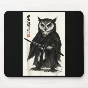 Funny japanese anime manga style samurai warrior mouse pad